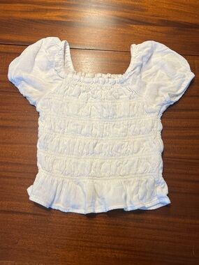 Old Navy Girls White Smocked Crop Top with Puff Sleeves